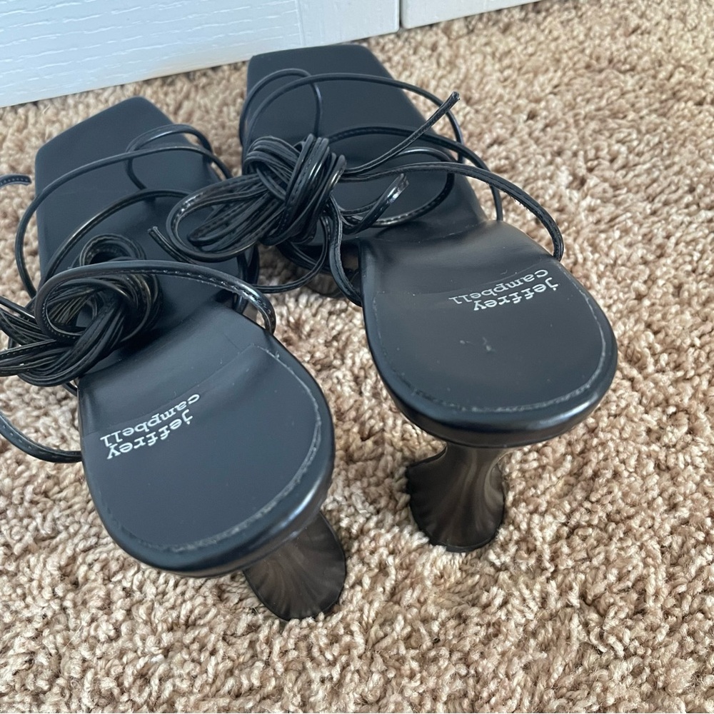 Jeffrey Campbell Prima Donna Platform Tie Up Sandals Heels Women’s 9.5 Black Y2K - Picture 9 of 12